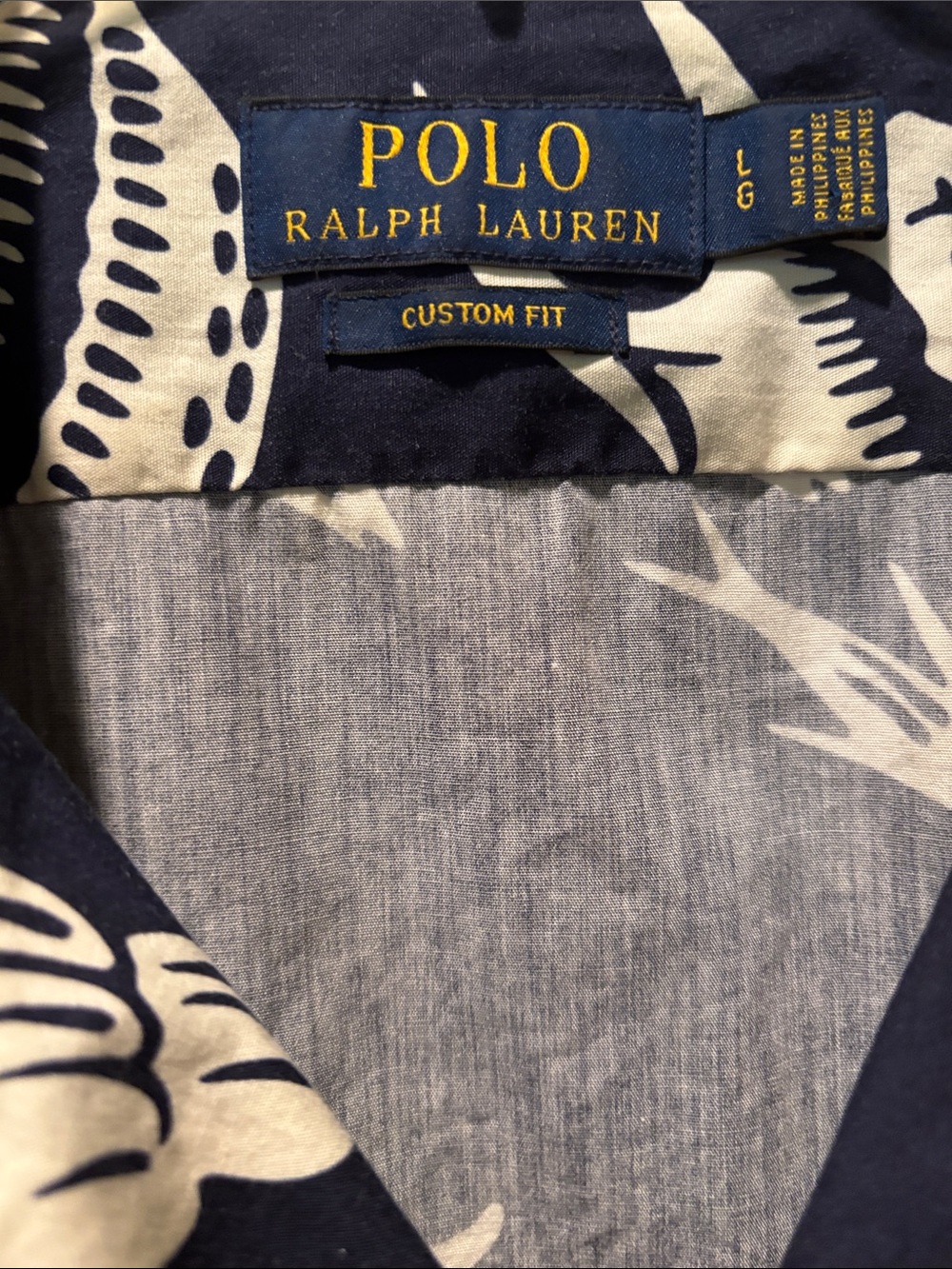 Polo by Ralph Lauren Navy Short Sleeve Hawaiian Style w/Reef Life Print Shirt L - Picture 2 of 4